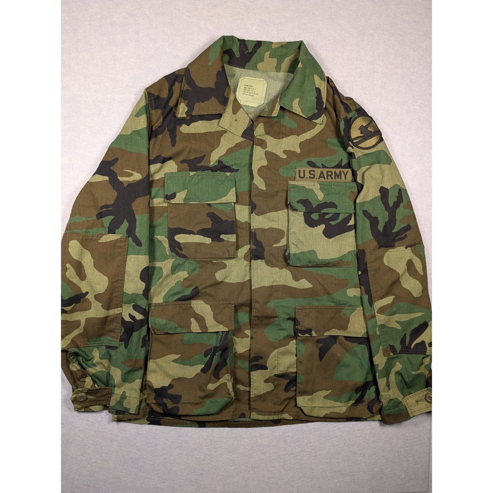 Vintage US Army Combat BDU Coat 84th Infantry Men Medium Camo 1983 Excellent